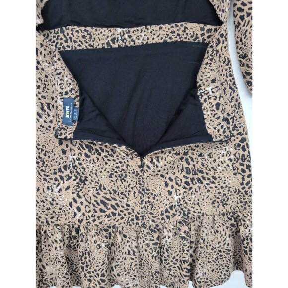 Anthropologie Maeve Mini Dress Women 12 Leopard Print Back Bow Cut Out Western - Picture 6 of 12